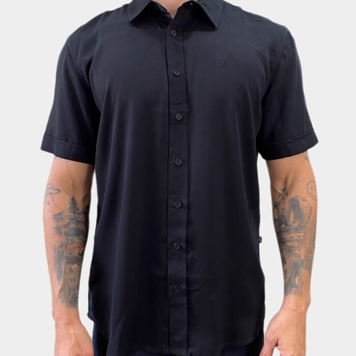 Camisa Hombre Manga Corta Slim Fit – Negra