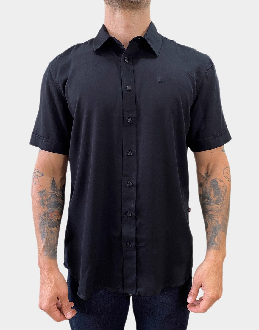 Camisa Hombre Manga Corta Slim Fit – Negra