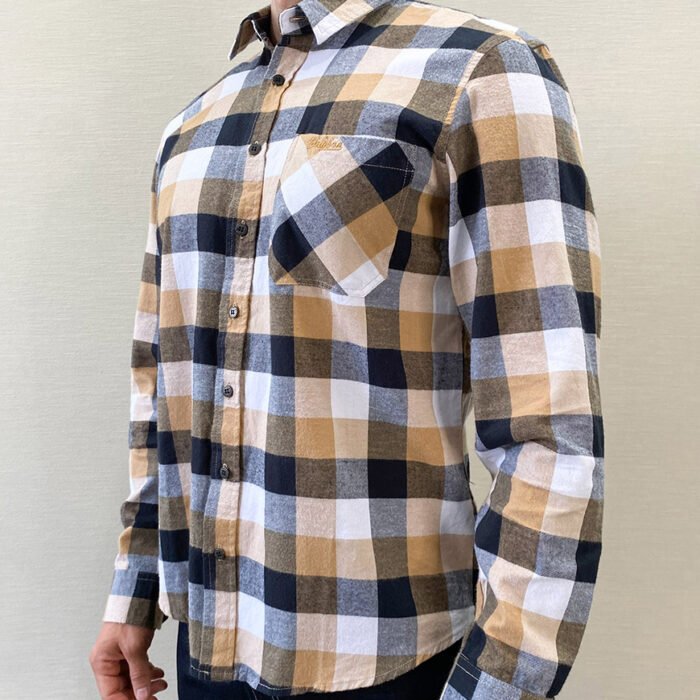Camisa Leñadora Hombre Manga Larga Cuadros – Mostaza Negro