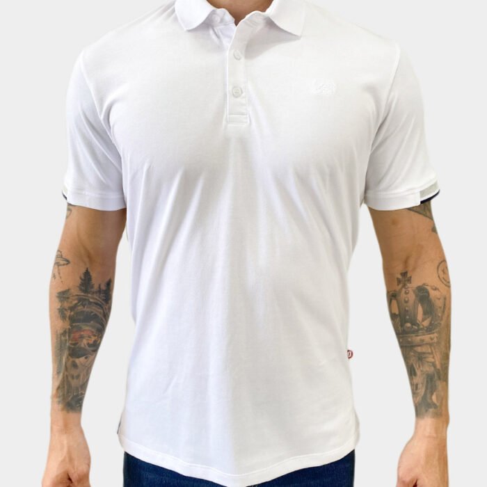 Polo Hombre - Algodón Piqué Regular Fit con Bordado Bulldog Blanco