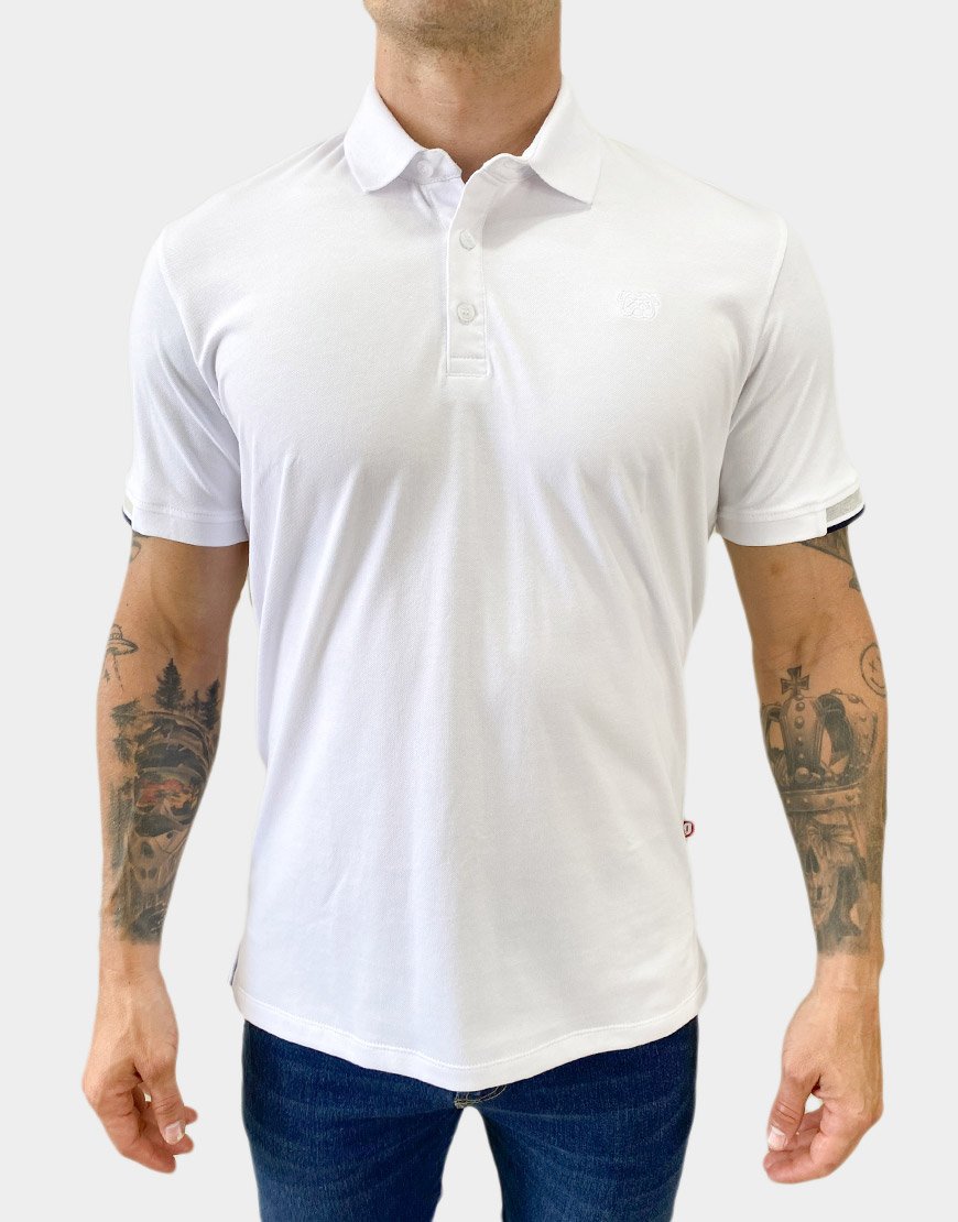 Polo Hombre - Algodón Piqué Regular Fit con Bordado Bulldog Blanco