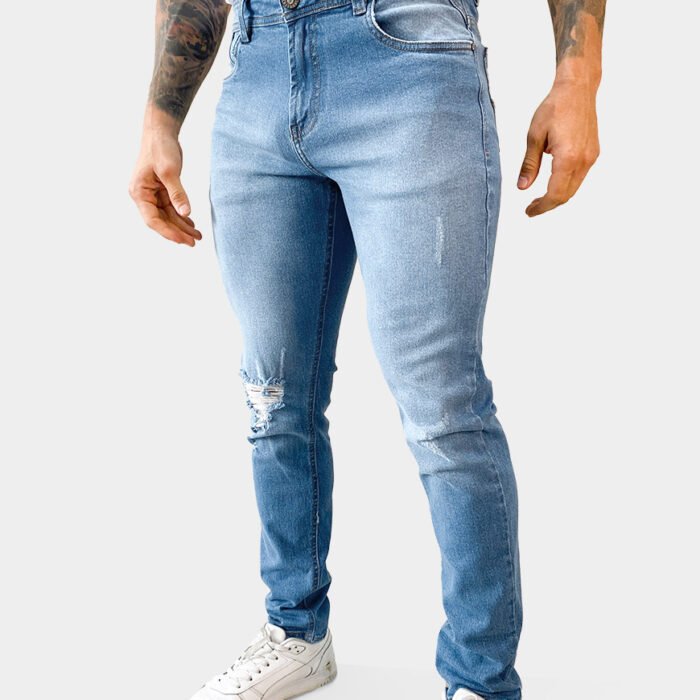 Jean Hombre RUSH Regular Fit Denim Desgaste Vintage – Azul Claro