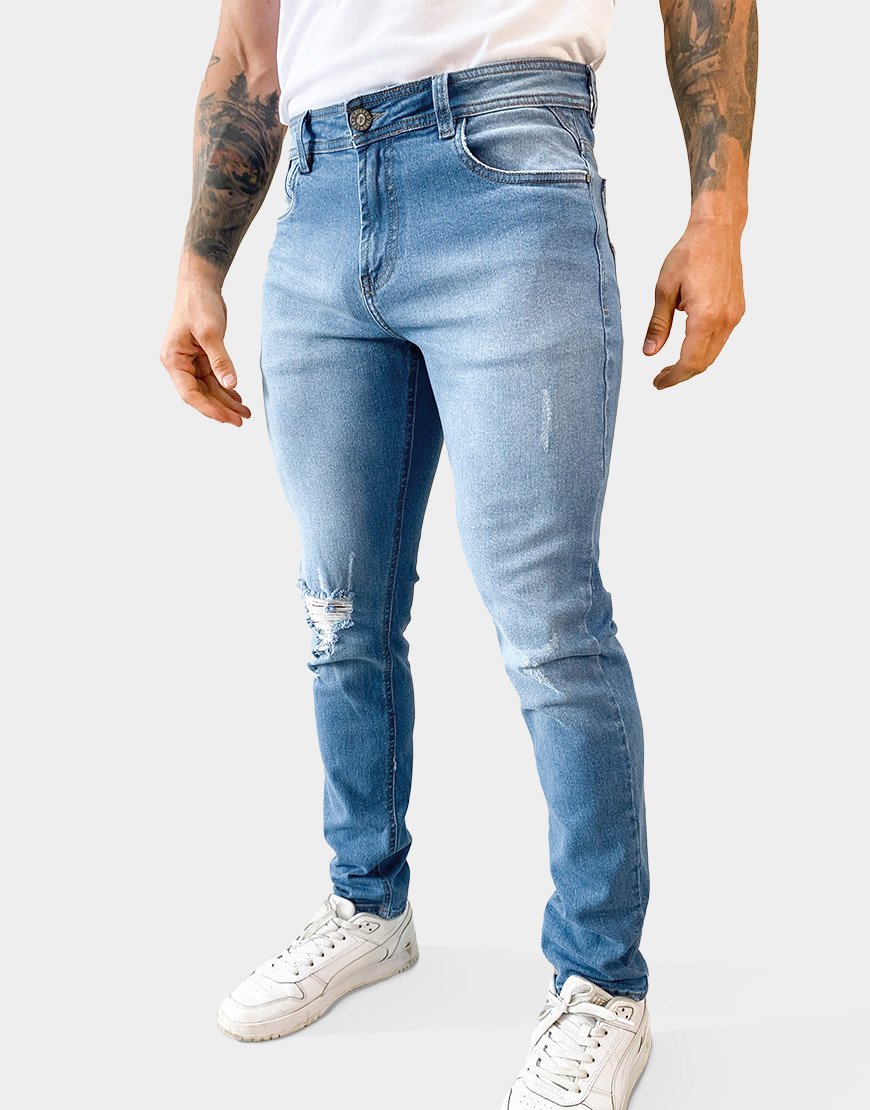 Jean Hombre RUSH Regular Fit Denim Desgaste Vintage – Azul Claro