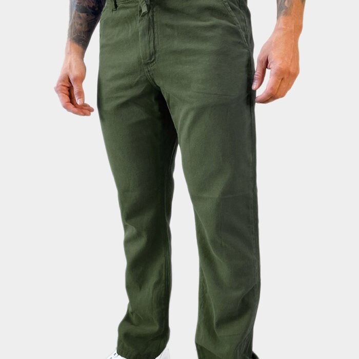 Pantalón Hombre RUSH en Lino – Verde Oliva