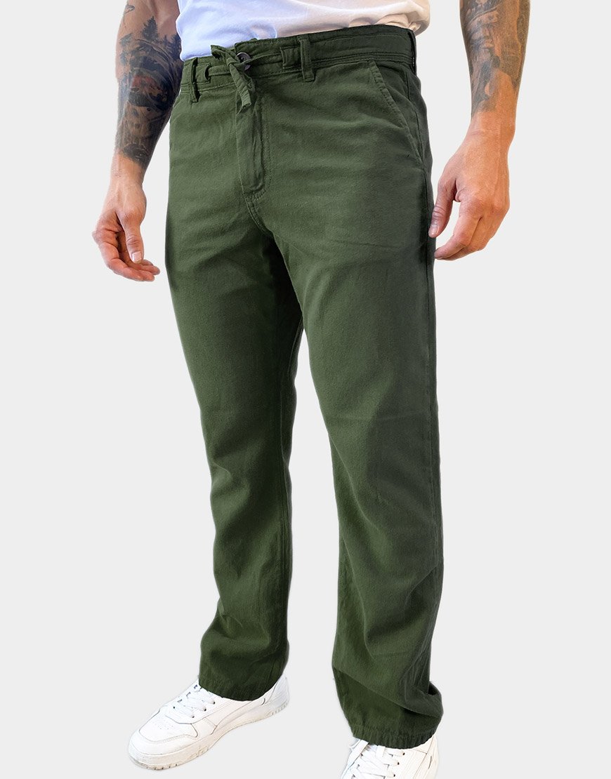 Pantalón Hombre RUSH en Lino – Verde Oliva