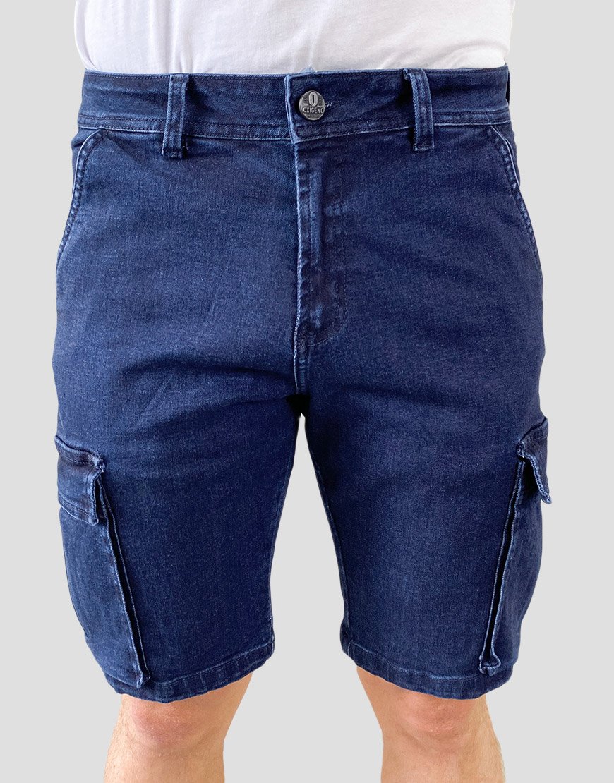 Bermuda Hombre Cargo Denim – Azul Oscuro