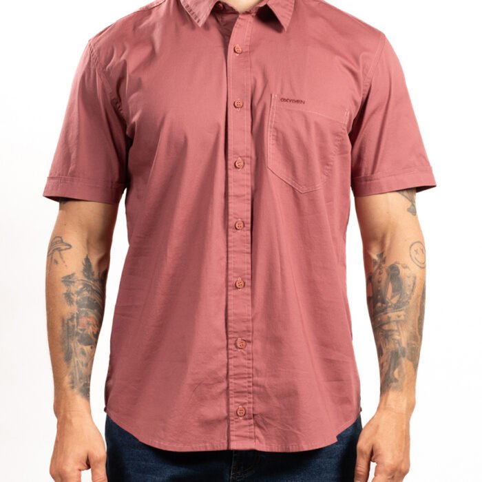 Camisa Hombre Manga Corta Regular Fit – Terracota Rosado