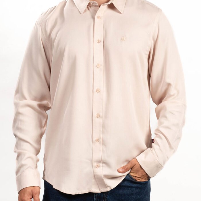Camisa Hombre Manga Larga Algodón Ligero Regular Fit – Marfil