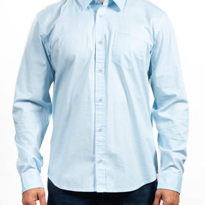 Camisa Hombre Manga Larga Classic Fit Algodón – Azul Claro