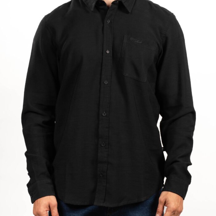 Camisa Hombre Manga Larga Regular Fit Tela Liviana – Negra