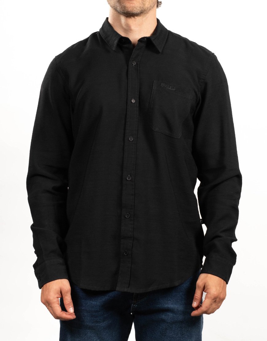 Camisa Hombre Manga Larga Regular Fit Tela Liviana – Negra