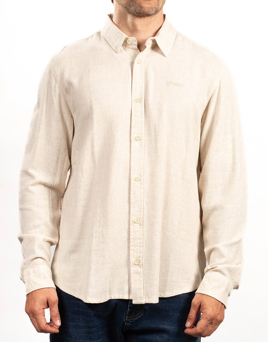 Camisa Hombre Manga Larga Classic Fit Lino – Beige