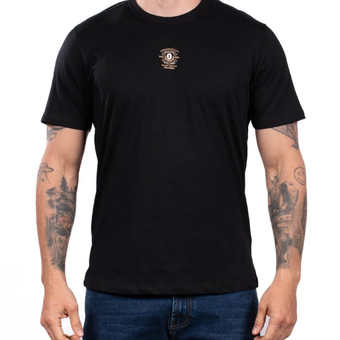 Camiseta Hombre Regular Fit Algodón Minimalista – Negro