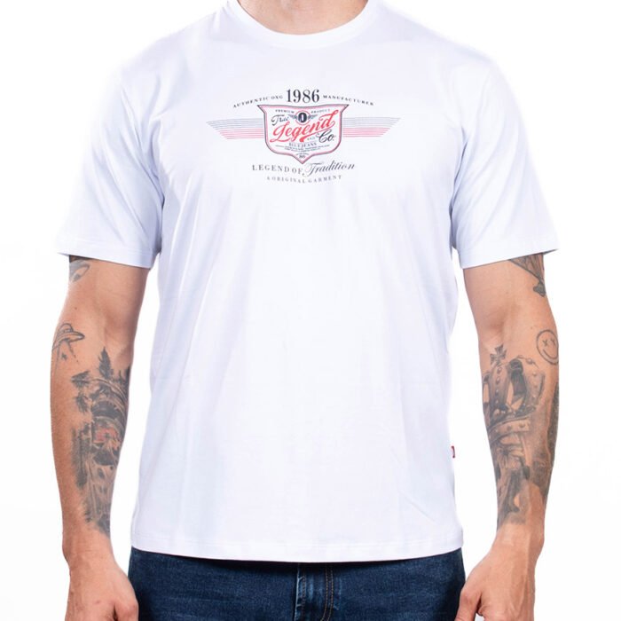 Camiseta Hombre Regular Fit Algodón True Legend – Blanco