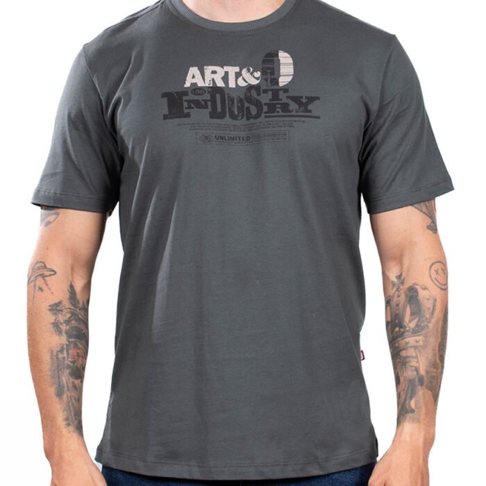 Camiseta Hombre Regular Fit Estampado Oxygen Industry – Gris Oscuro
