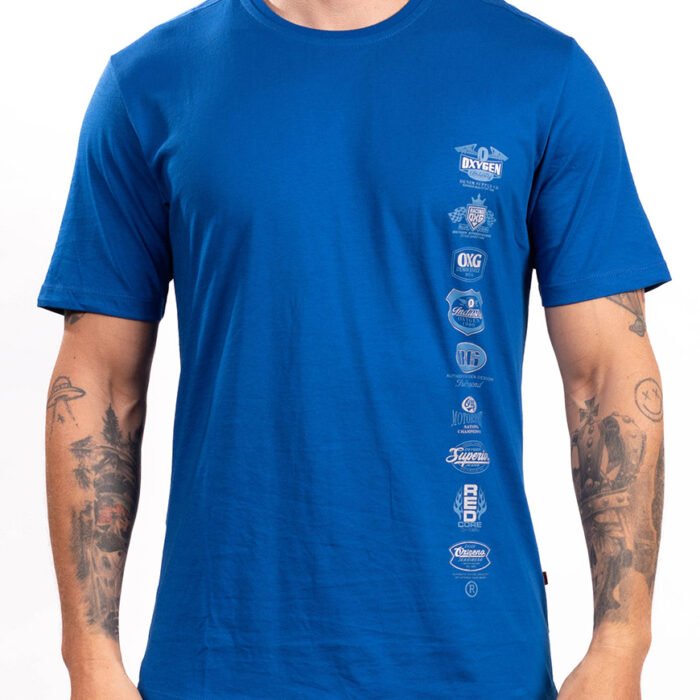 Camiseta Hombre Regular Fit Estampado Lateral Icons – Azul Rey