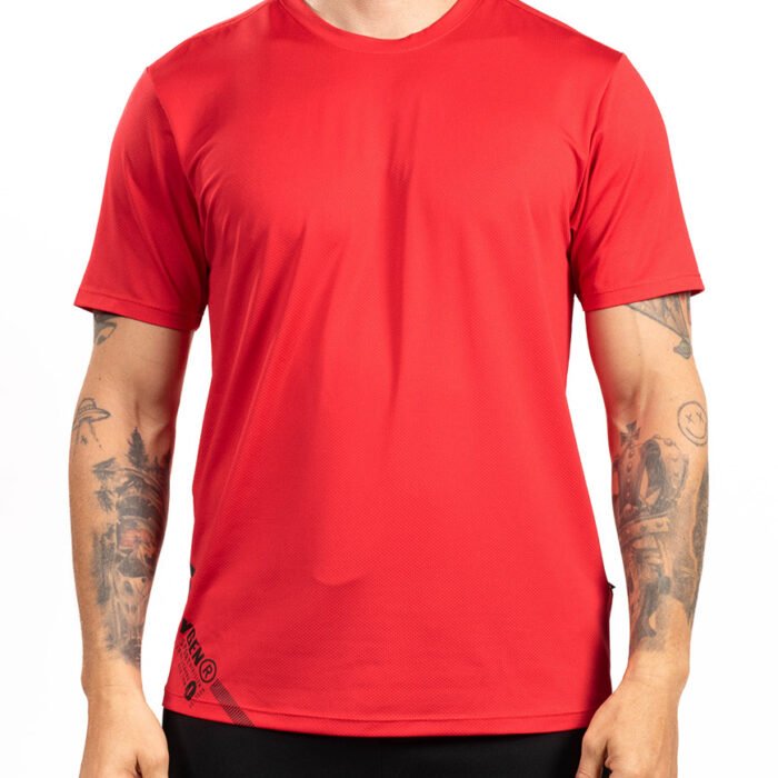 Camiseta Deportiva Hombre Transpirable Micro-Patrón – Rojo