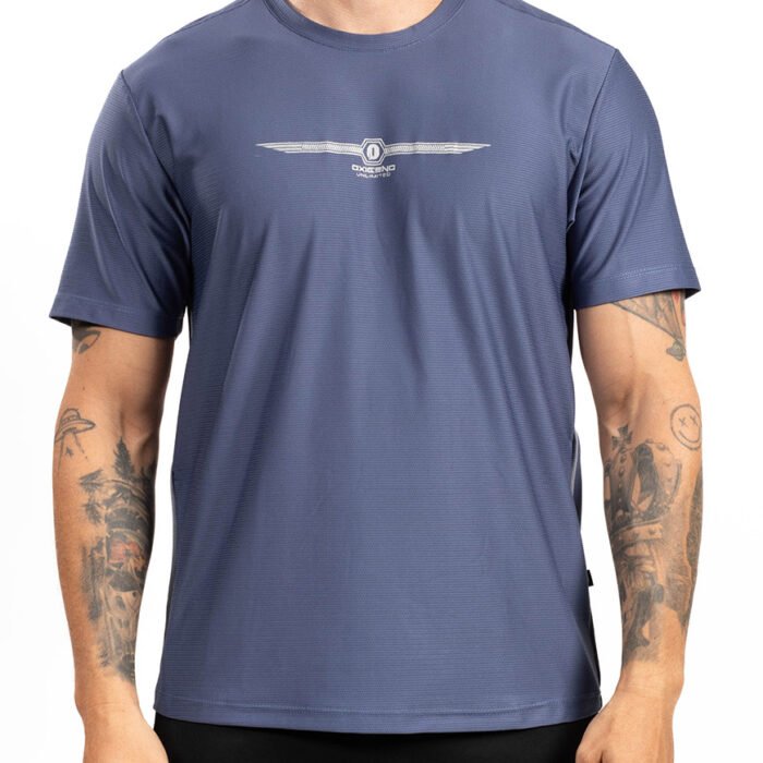 Camiseta Deportiva Hombre Transpirable Tela Técnica – Azul Acero