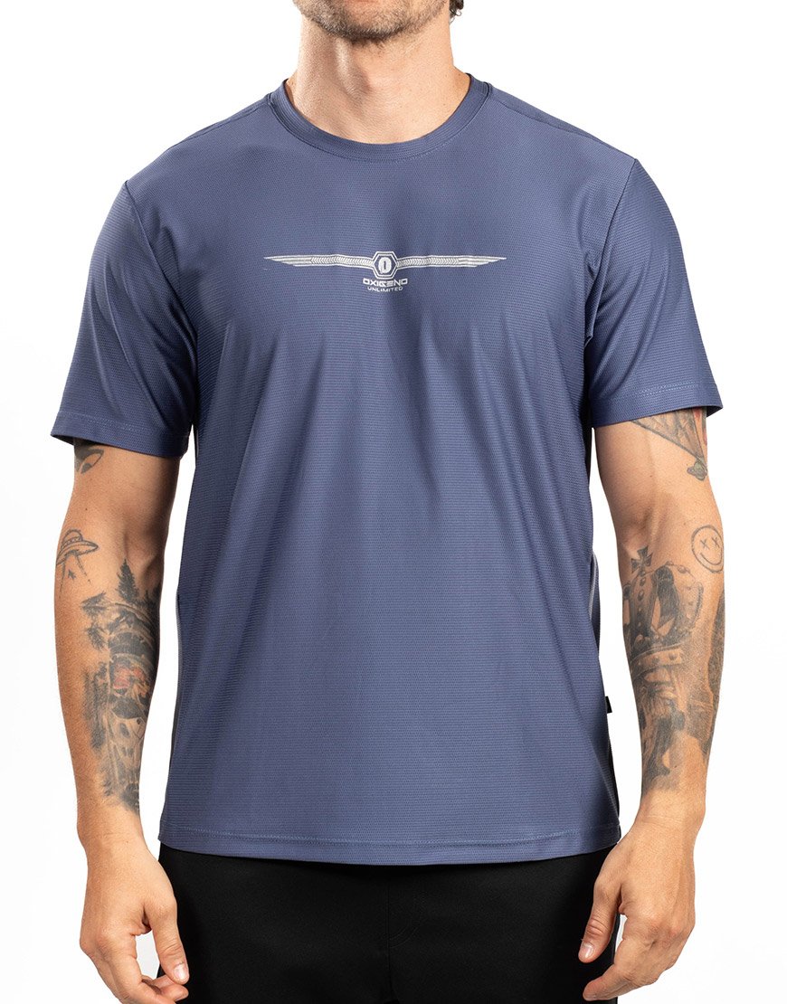 Camiseta Deportiva Hombre Transpirable Tela Técnica – Azul Acero
