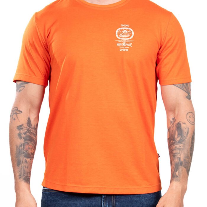 Camiseta Hombre Regular Fit Tropical Deluxe Algodón Premium – Naranja