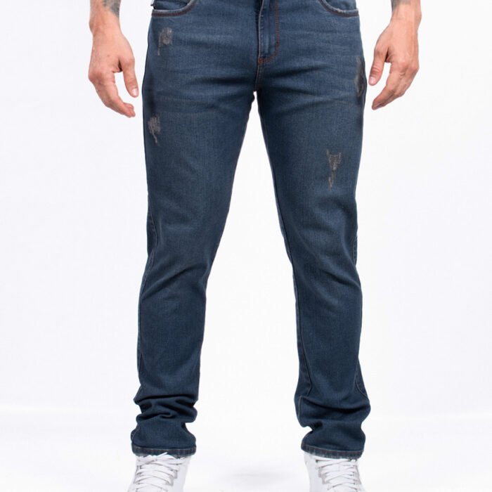 Jean Hombre Slim Fit Skinny Stretch Denim Elástico con Desgaste