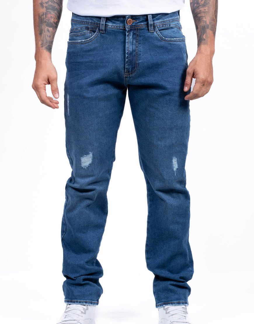 Jean Hombre Regular Fit Denim Corte Recto – Tono Medio