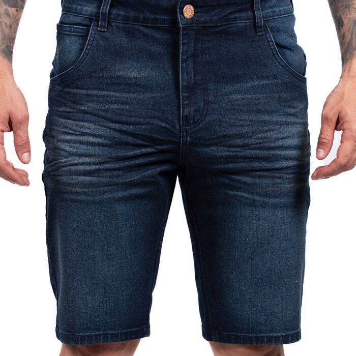 Bermuda Hombre Denim Regular Fit Silueta Recta – Azul Índigo