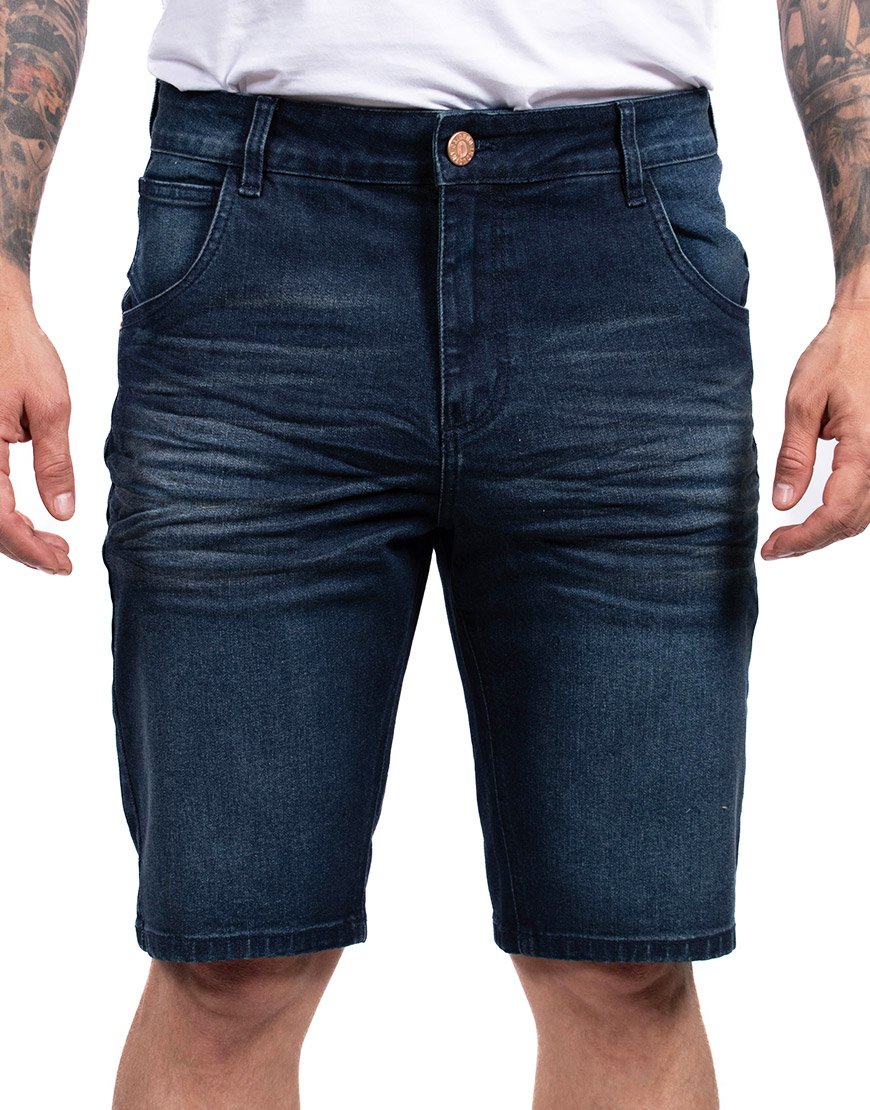 Bermuda Hombre Denim Regular Fit Silueta Recta – Azul Índigo