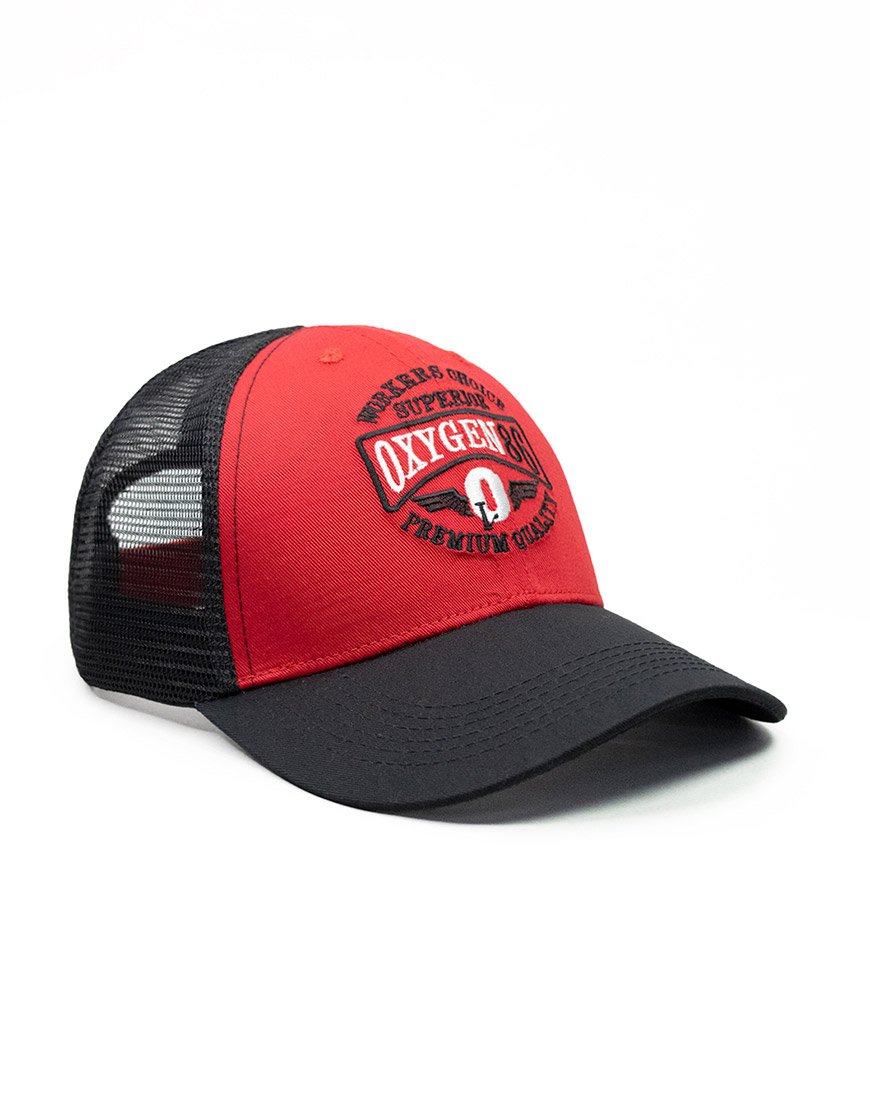 Gorra Trucker Oxygen Superior Malla – Roja Negra