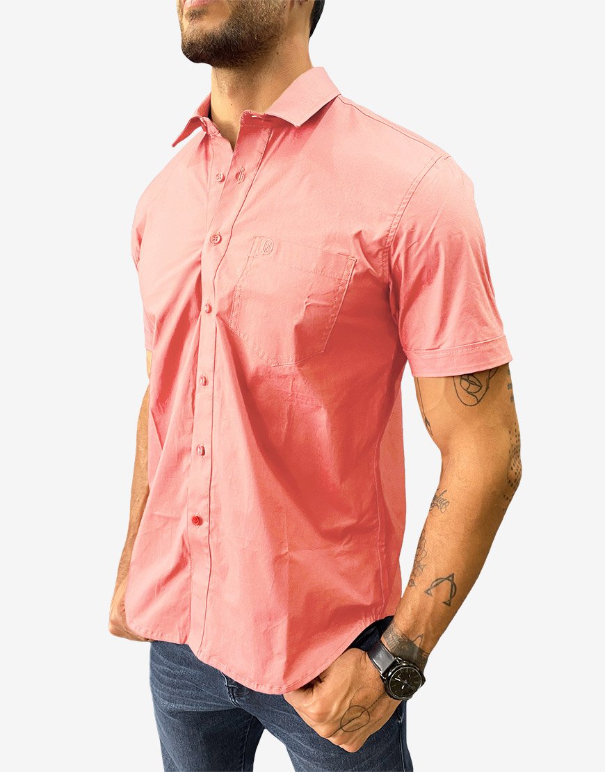 Camisa Hombre Manga Corta Regular Fit Algodón