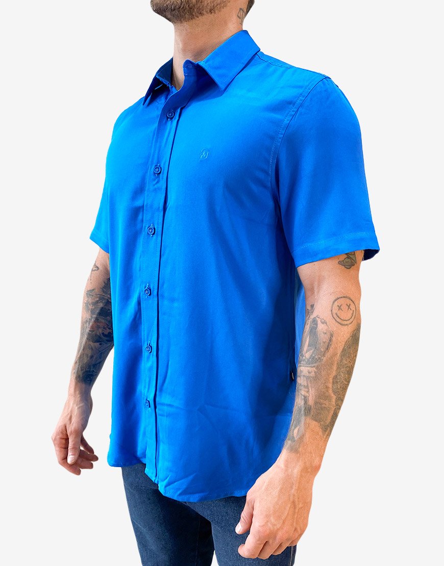 Camisa Hombre Manga Corta Regular Fit – Azul Rey