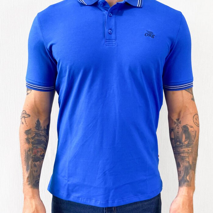 Polo Hombre Algodón Regular Fit con Bordado OXG – Azul Rey