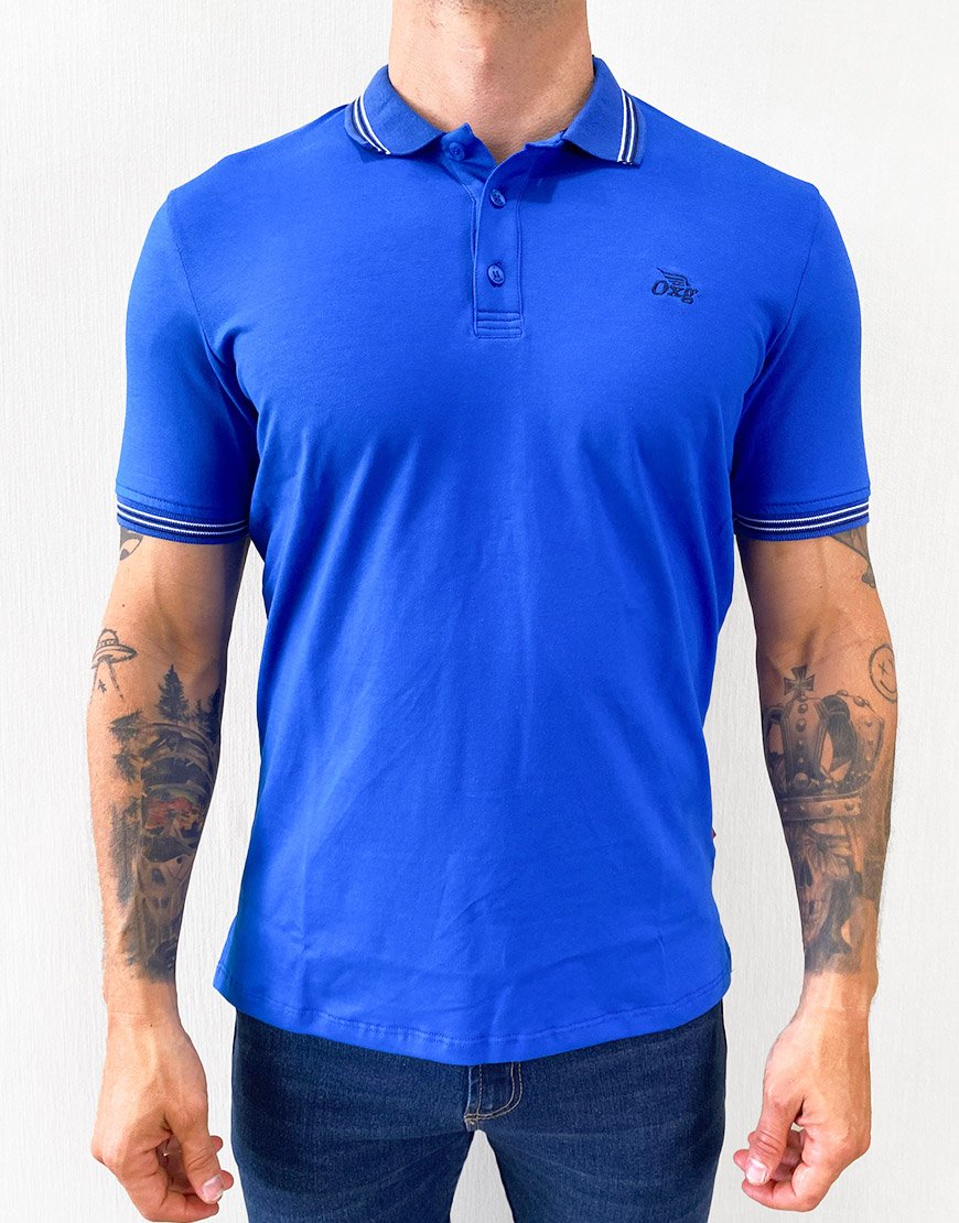 Polo Hombre Algodón Regular Fit con Bordado OXG – Azul Rey
