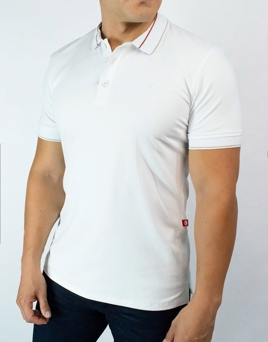 Polo Hombre Algodón Regular Fit con Detalles Tejidos – Blanco