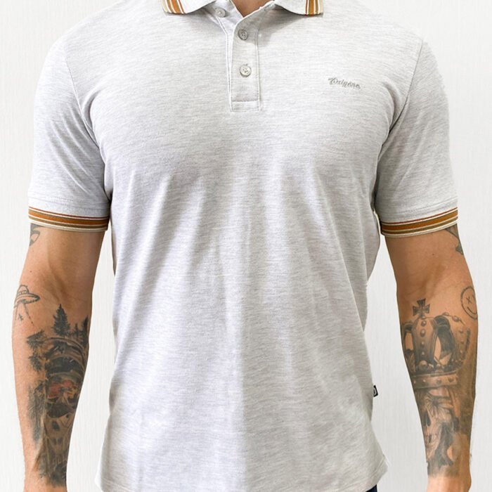 Polo Hombre Algodón Regular Fit con Cuello y Puños Tejidos – Gris Jaspe