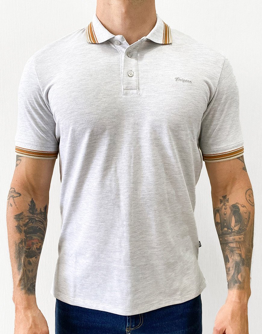 Polo Hombre Algodón Regular Fit con Cuello y Puños Tejidos – Gris Jaspe