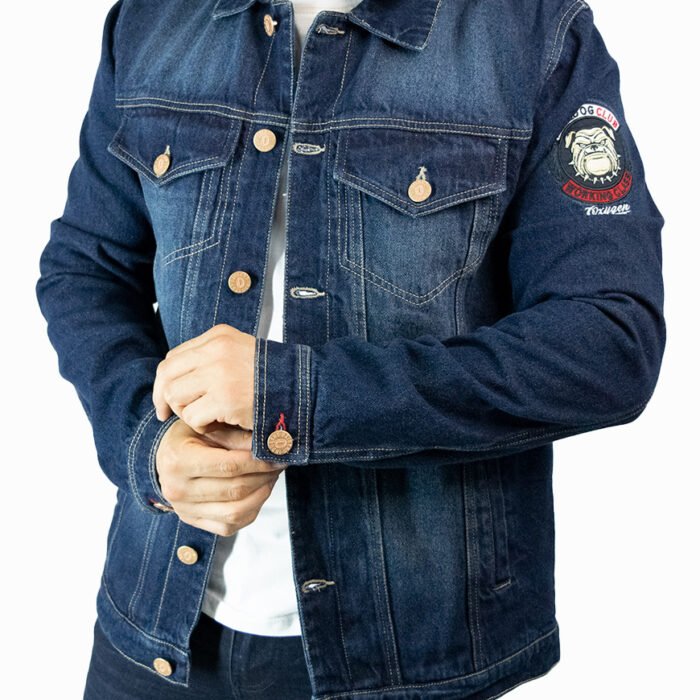 Chaqueta Hombre Denim Rígido Loguero Premium – Azul Oscuro