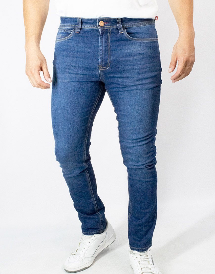 Jean Hombre Tool Fit Skinny Stretch Denim Elástico – Azul Medio