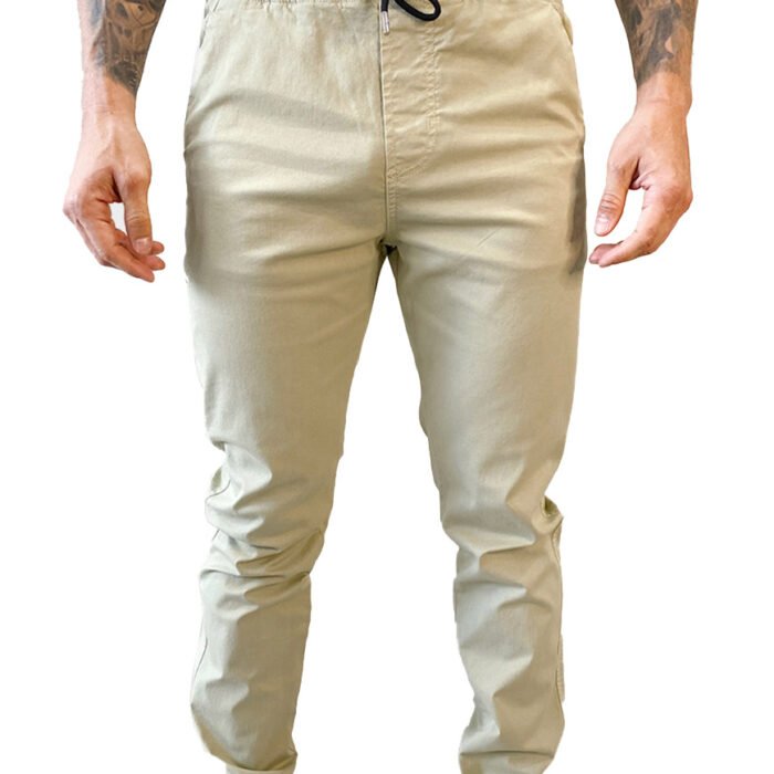 Pantalón Jogger Hombre Regular Fit con Bota Enresortada – Beige