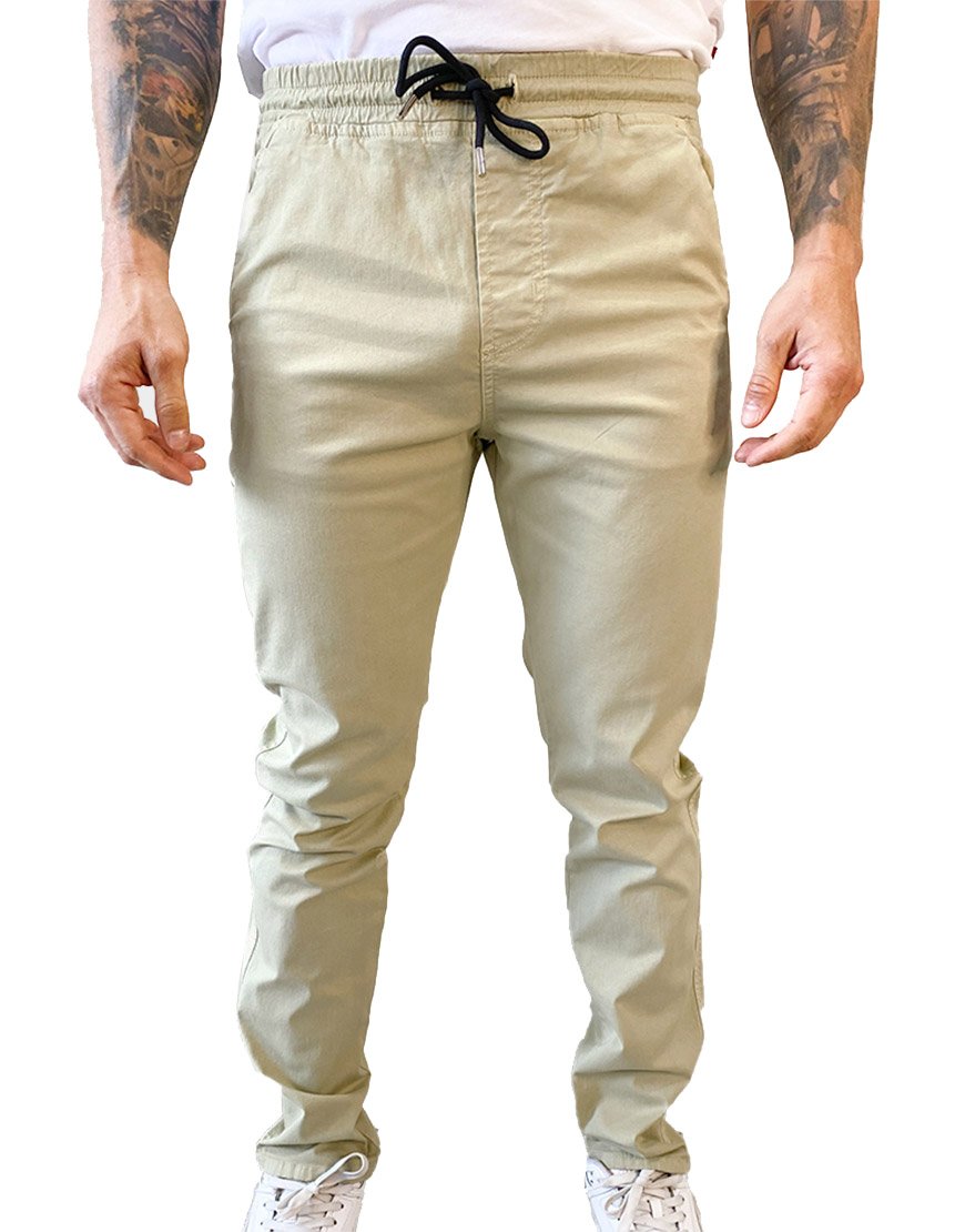 Pantalón Jogger Hombre Regular Fit con Bota Enresortada – Beige