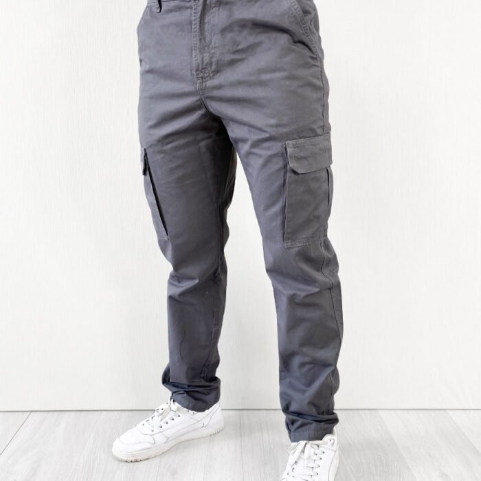 Pantalón Hombre Cargo Slim Fit con Bota Suelta – Gris