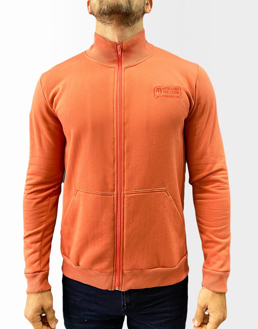 Buzo Hombre Abierto en Tela Burda con Cremallera – Naranja