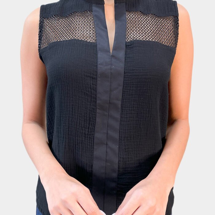 Blusa Mujer Night Mesh Textura Premium – Negro