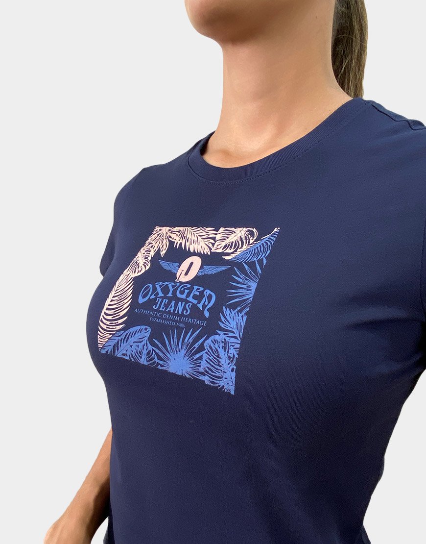 Camiseta Mujer Oxygen Palms – Azul Oscuro
