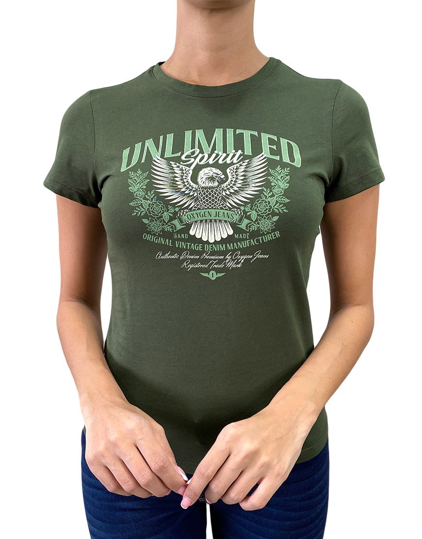 Camiseta Mujer Unlimited Spirit – Verde Oliva