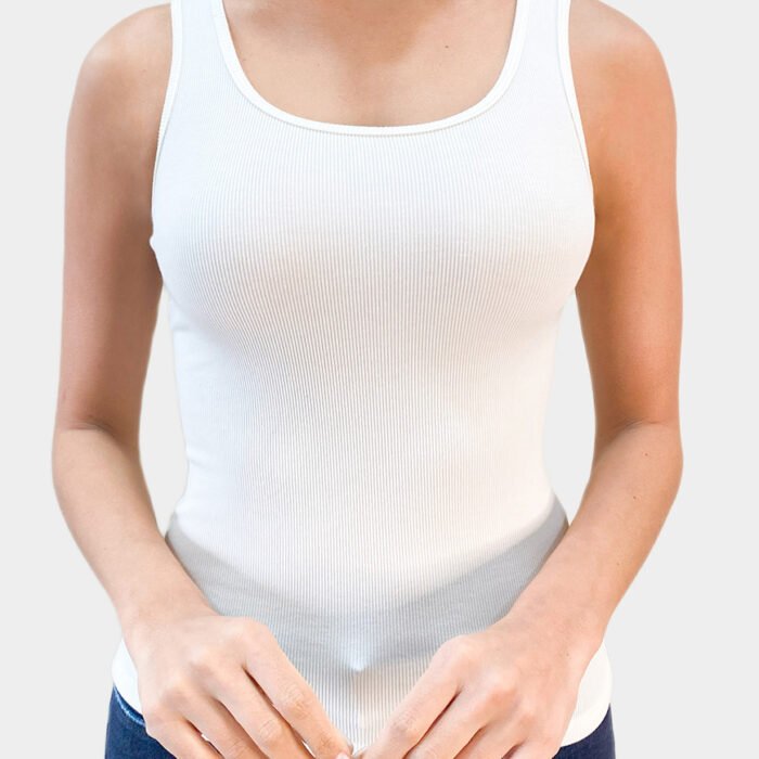 Blusa Básica Mujer Essential Ribbed Tank – Blanco