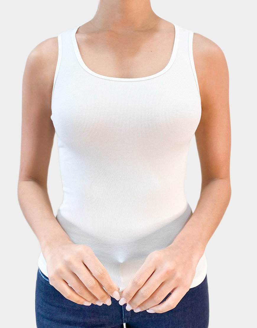 Blusa Básica Mujer Essential Ribbed Tank – Blanco