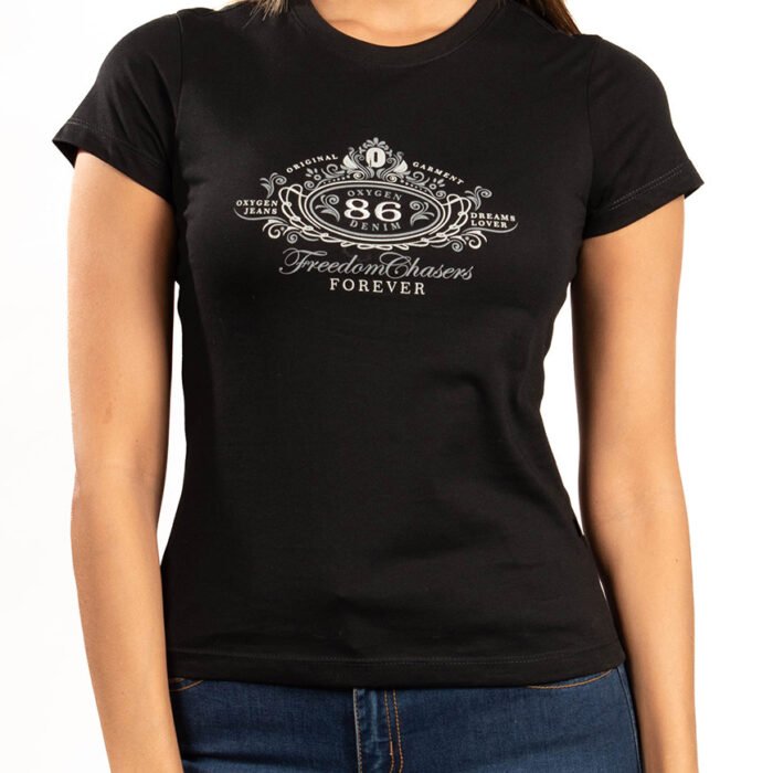 Camiseta Mujer Freedom Chasers Slim Fit – Negra