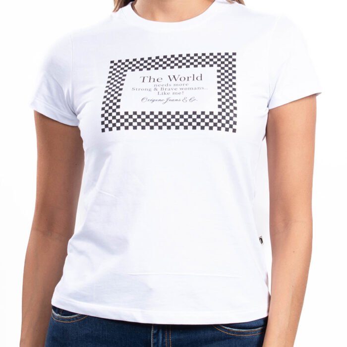 Camiseta Mujer Estampado Gráfico – Blanca