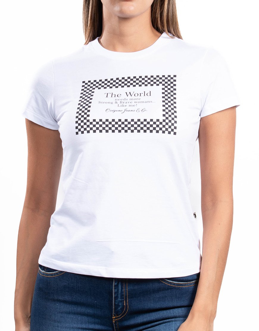 Camiseta Mujer Estampado Gráfico – Blanca